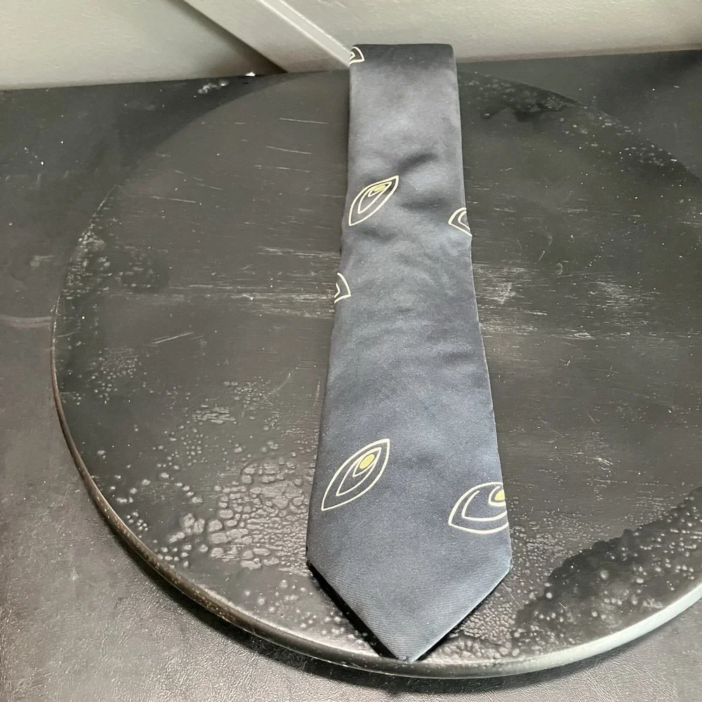 Givenchy Monsieur Silk Necktie Navy Abstract Geometric Designer Luxury Vintage